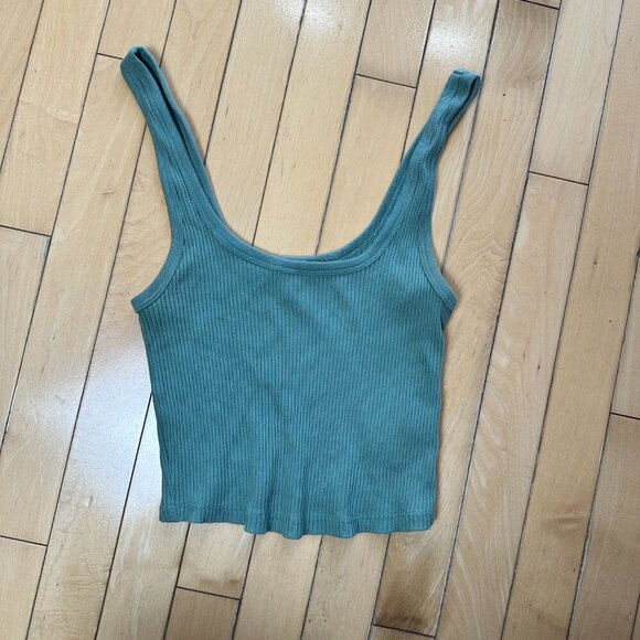 OLD NAVY Classic Ribbed Cropped Tank Top Shirt Green Size Small - Picture 2 of 6